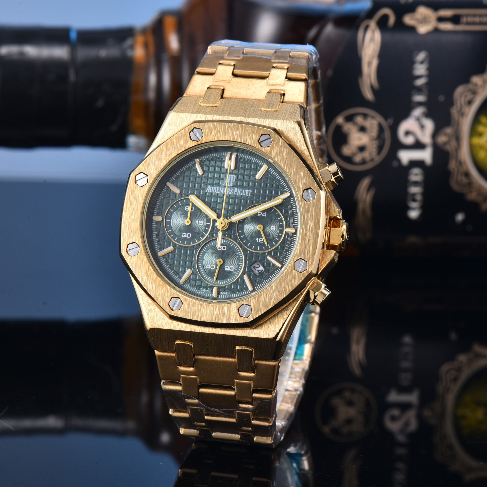 Audemars Piguet Royal Oak Chronograph in rose gold with a green dial