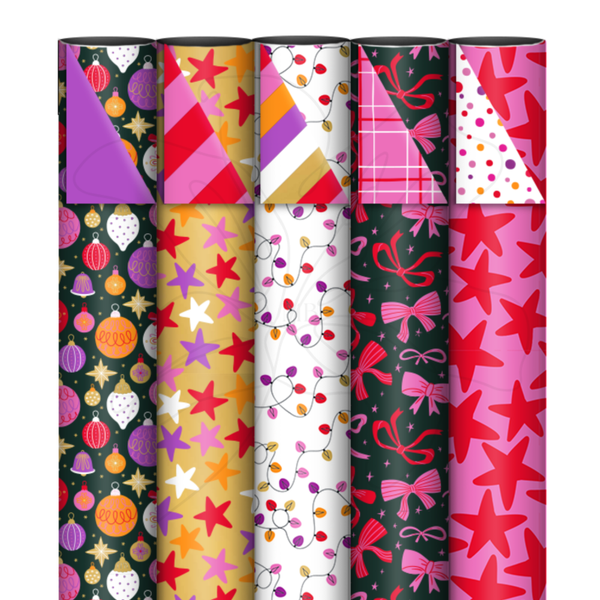 Cadeaupapier • 70cm x 200cm • Kleurrijk kerst