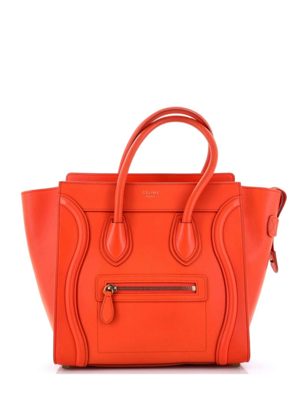 Céline Luggage Tote in Bright Orange Smooth Calfskin