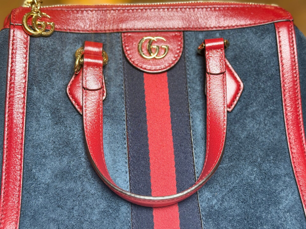 Gucci Denim Tote with Red Leather Trim