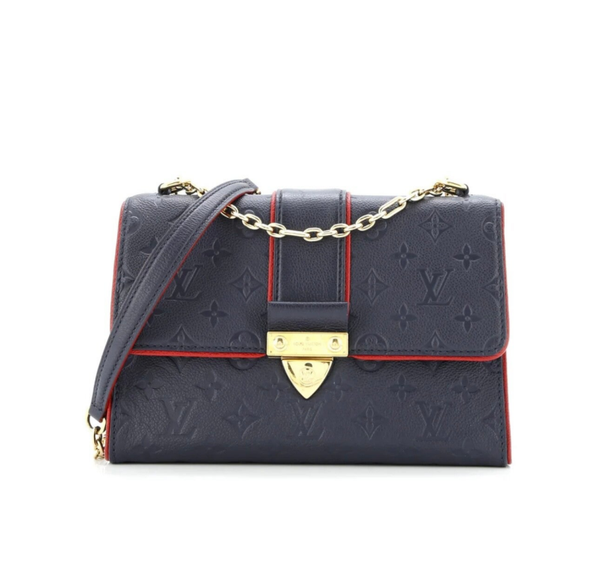Louis Vuitton Saint Placide Chain Bag in Navy Monogram Empreinte with Red Trim