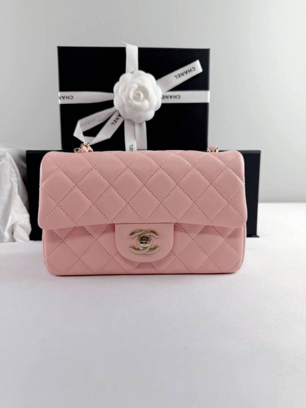 Chanel Light Pink Lambskin Quilted Small Handbag