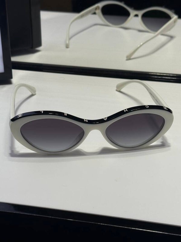 Chanel White Oval Sunglasses