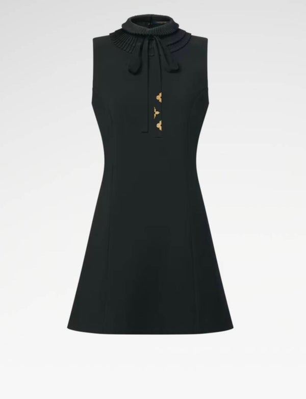 LV Pleat Collar Fitted Dress Louis Vuitton