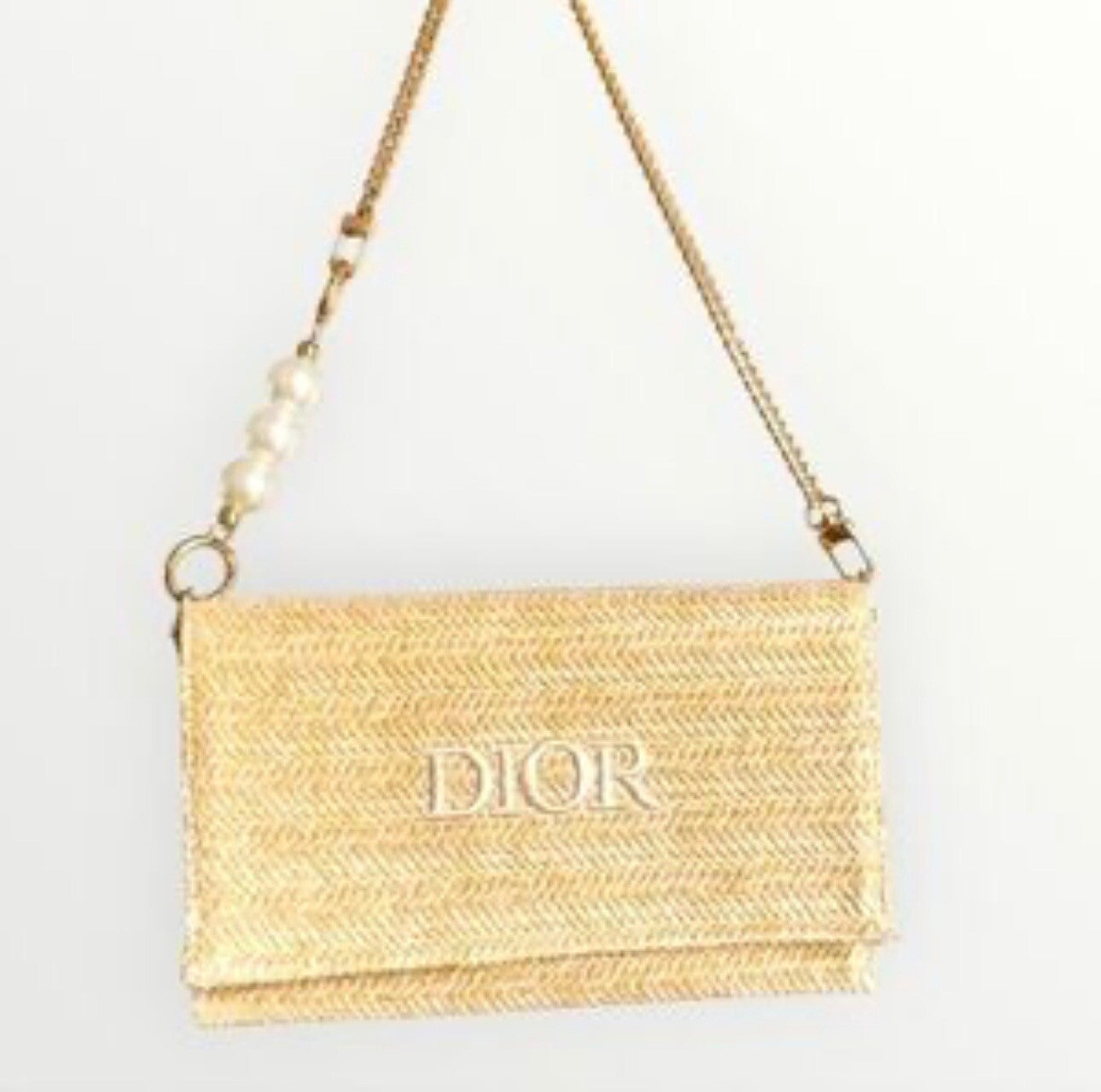 ***SOLD***✨ Dior Straw & Pearl Chain Woven Bag