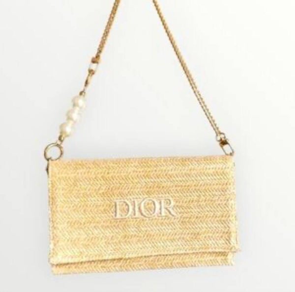 ***SOLD***✨ Dior Straw & Pearl Chain Woven Bag
