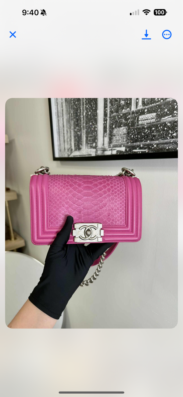 Chanel Pink Python Boy Bag