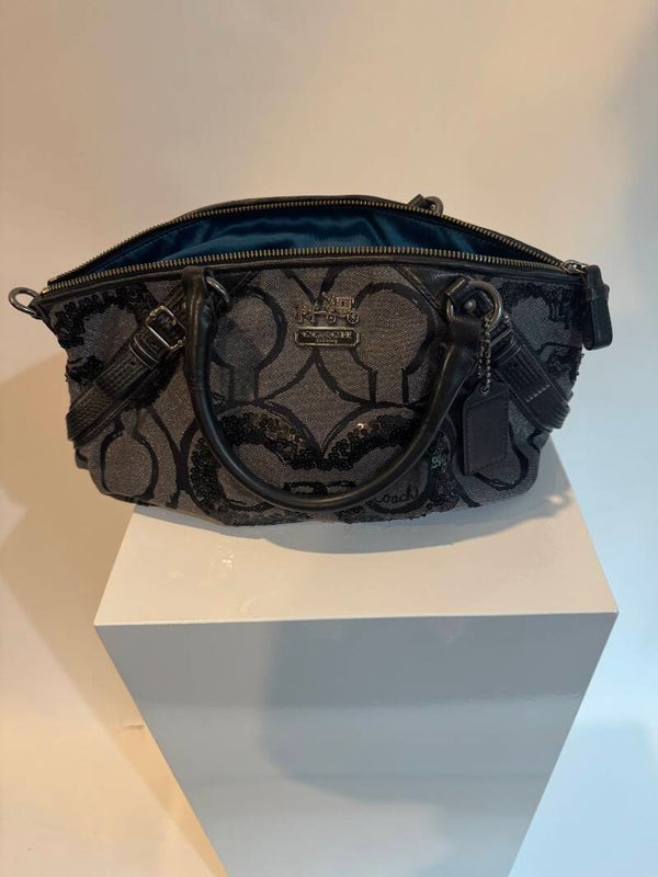 Coach Black Signature Sequin Satchel