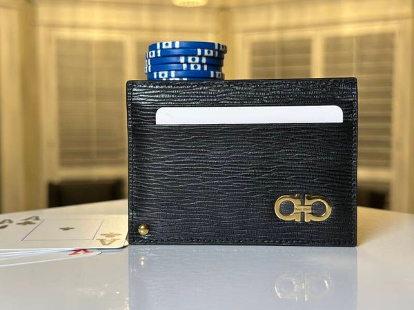 Salvatore Ferragamo Gancini Leather Card Holder / Wallet.