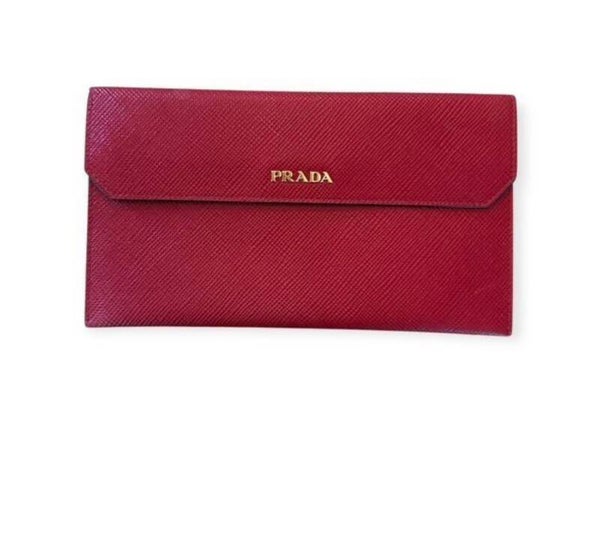 Prada red envelope wallet