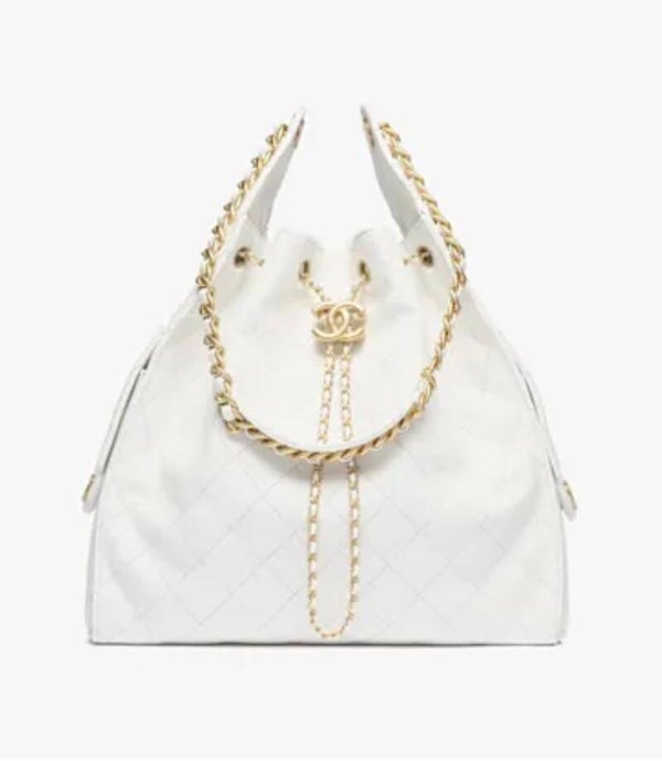 Chanel 25 White Leather Caviar