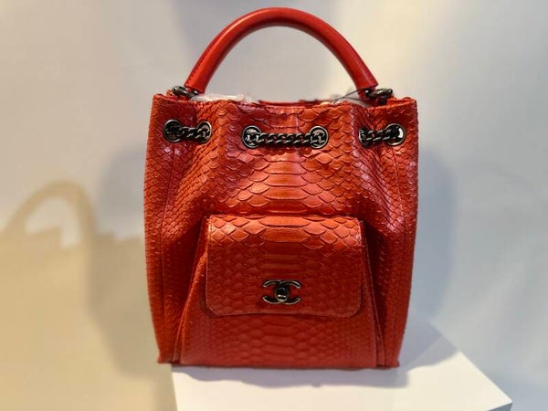 Chanel Red Python Backpack