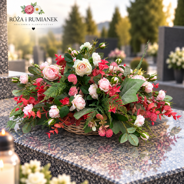 Kompozycja nagrobna „Różany Blask” - 55cm/30cm