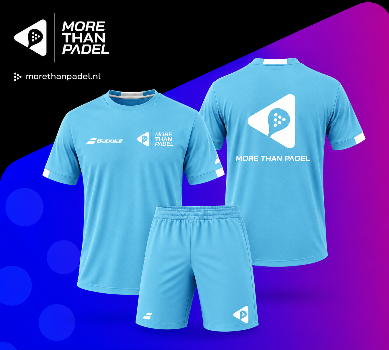 Play setje by Babolat & More than Padel Cyan Blue (mens)