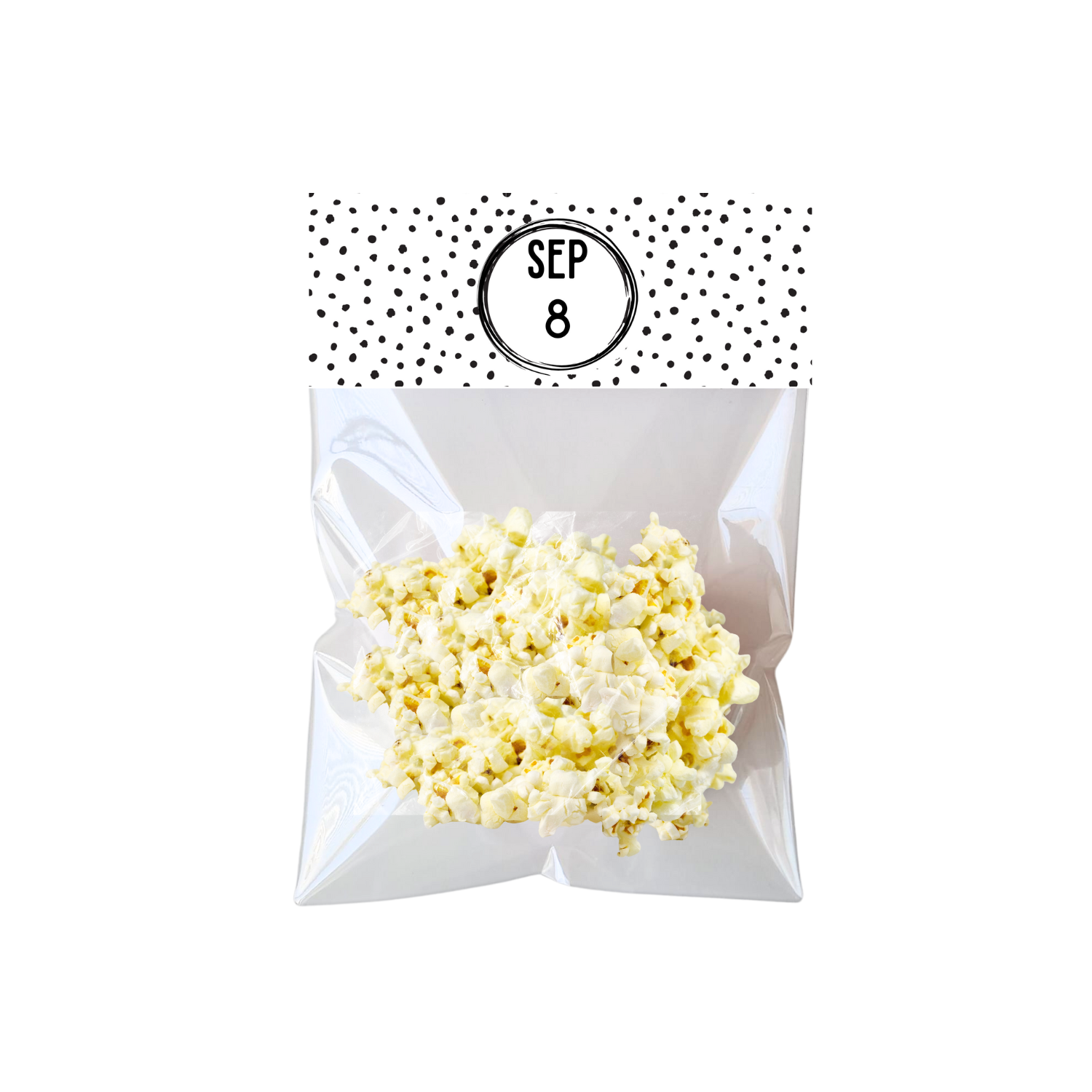 Digitale download - Traktatie label | Wit-Zwart stippen