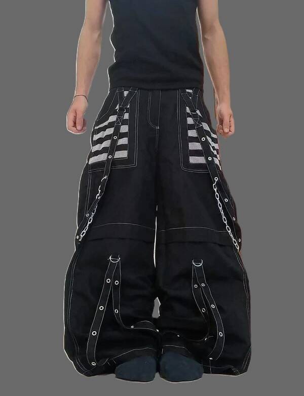 szerokie czarne bagy spodnie swag RAP opium y2k