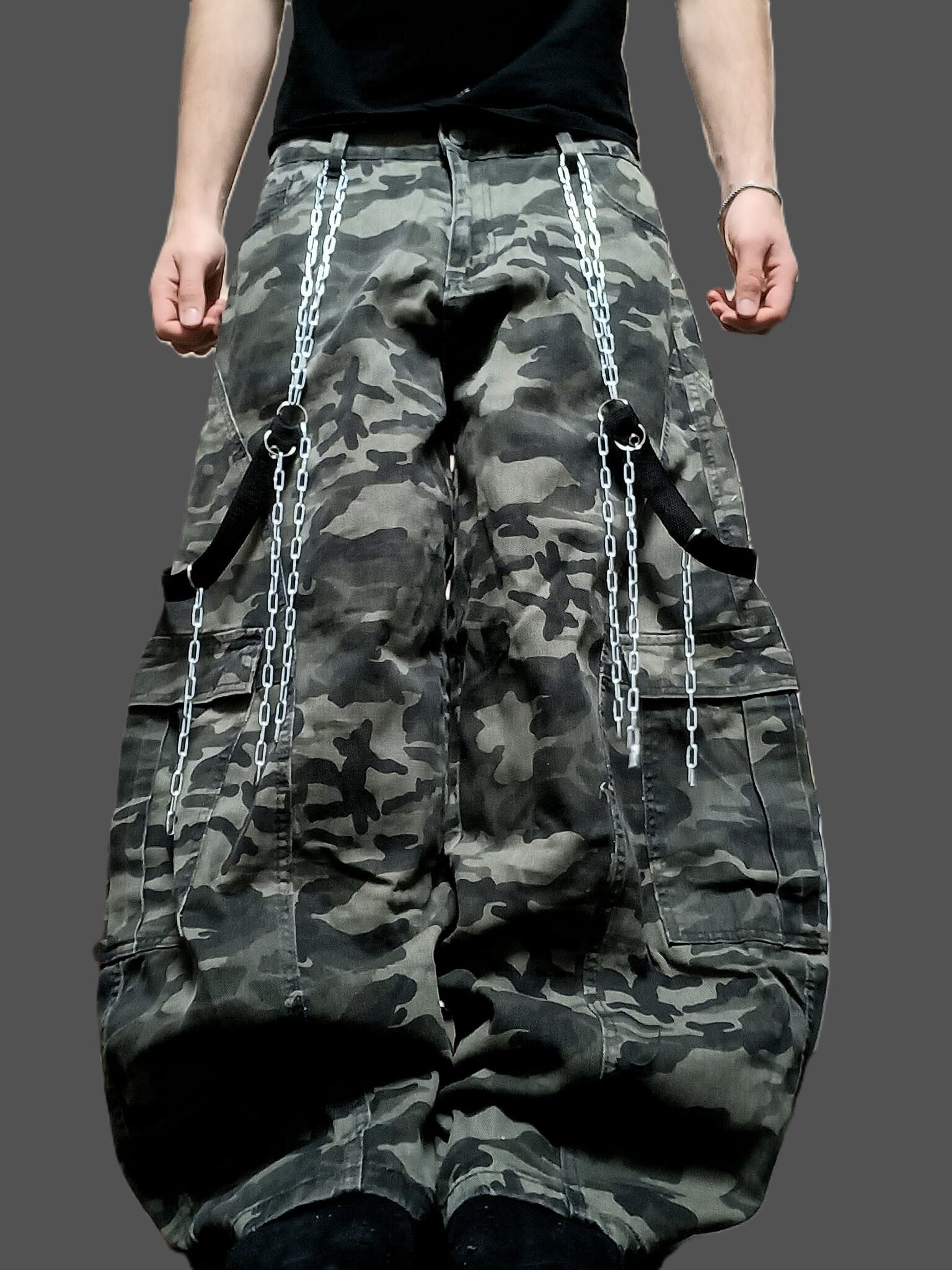 Szerokie spodnie wojskowe moro camo glamour baggy opium swag rap baggy affliction hiphop