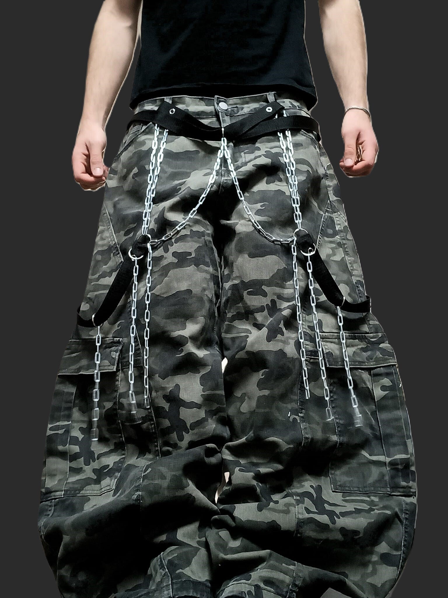 Szerokie spodnie wojskowe moro camo glamour baggy opium swag rap baggy affliction hiphop