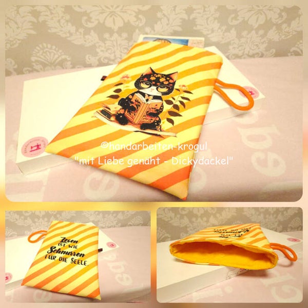 Buchtasche Katze Gelb/Orange