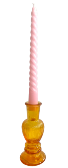 Kandelaar Glas Oranje Ribbels S