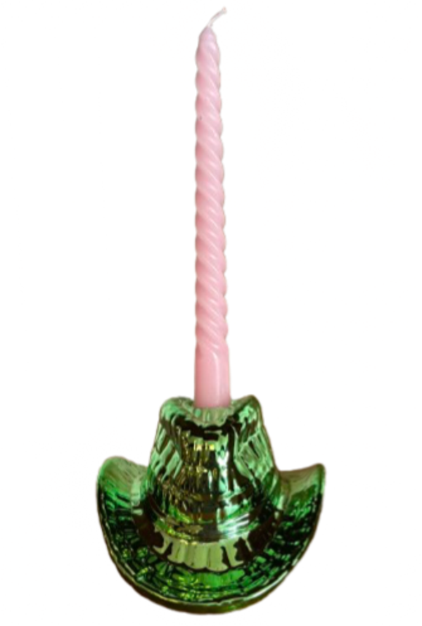 Cowboy Hoed Kandelaar Metallic Groen - Housevitamin