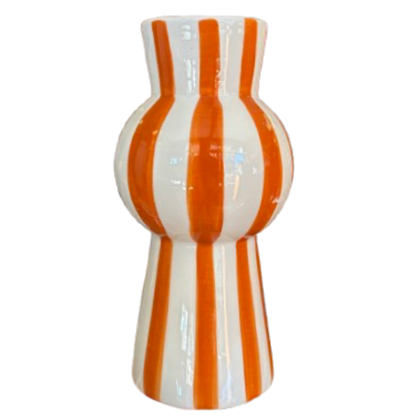 Oranje Wit Strepen Vaas - Homebound