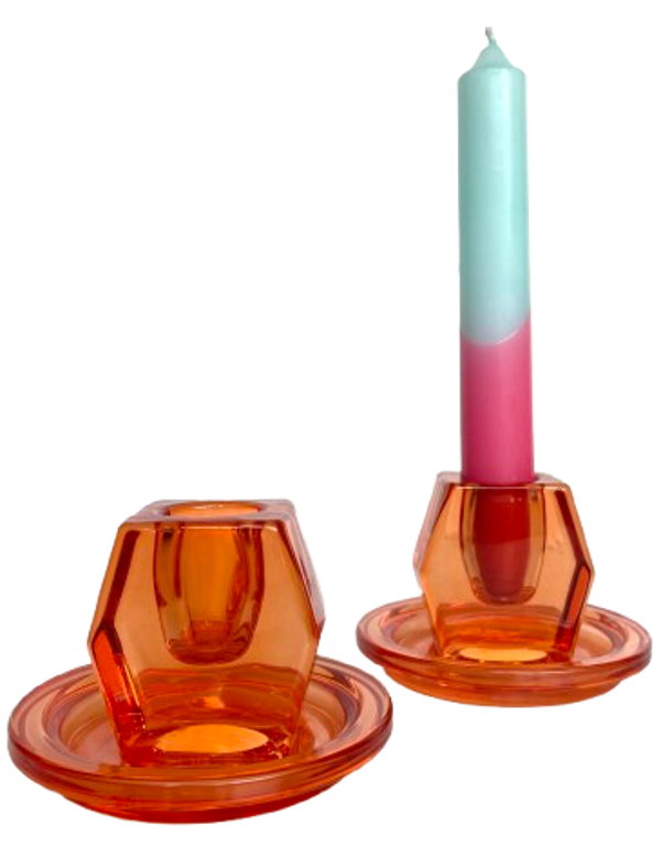 Oranje Glazen Kandelaar - Daan Kromhout