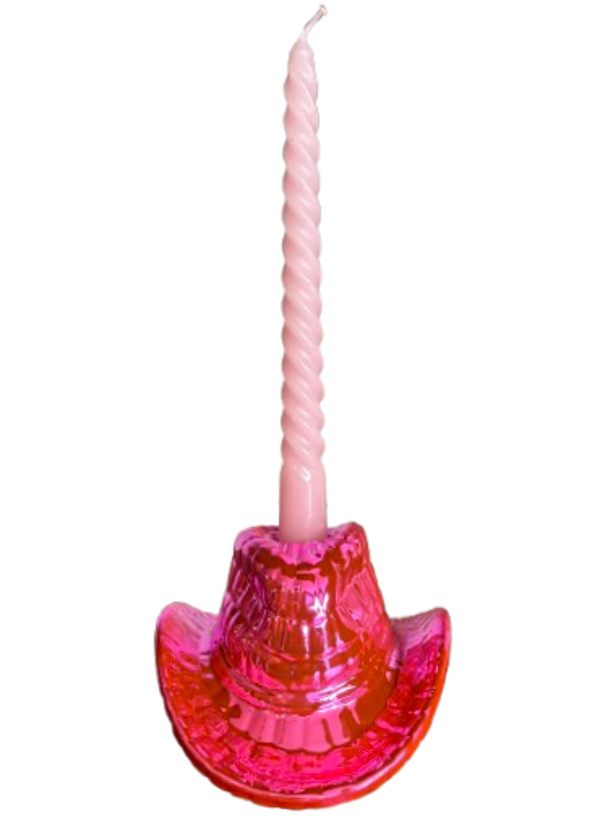 Cowboy Hoed Kandelaar Metallic Roze - Housevitamin