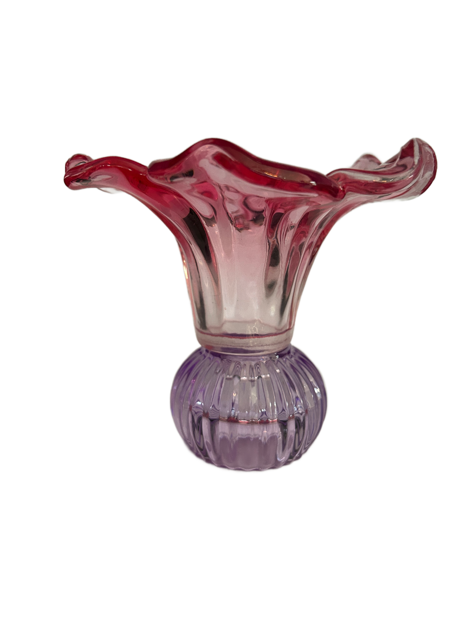 Kaars/Waxinelichthouder bloem paars-roze 8 x 15cm