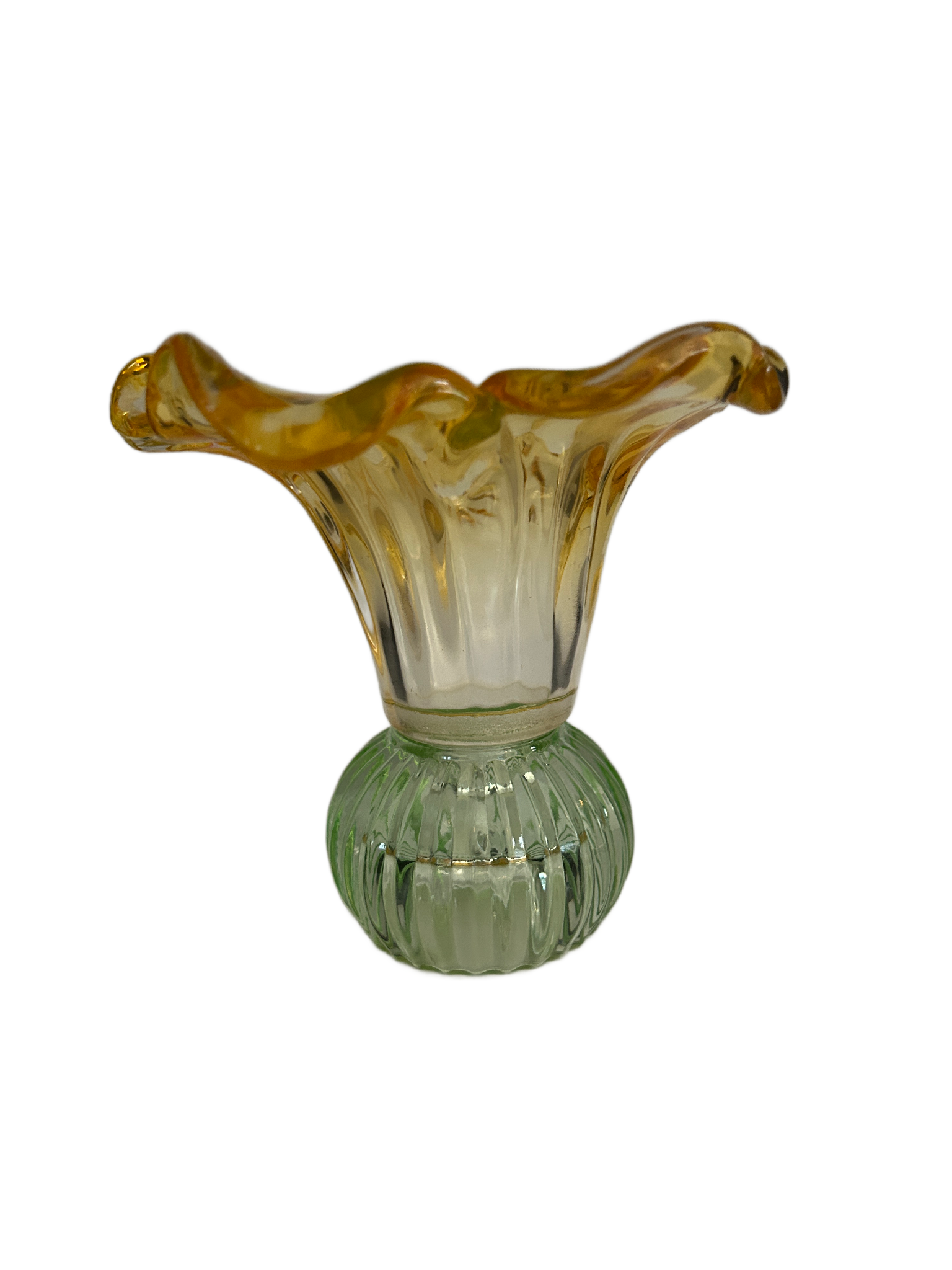 Kaars/Waxinelichthouder bloem groen-geel 8 x 15cm