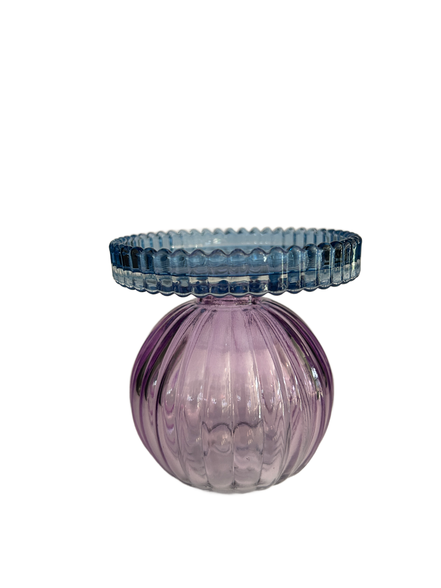 Waxinelichthouder rond paars-blauw 10 x 10cm