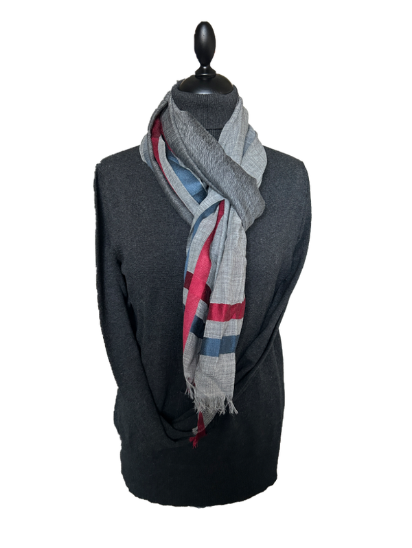 MEREIN HEREN SHAWL 92% WOL 8% ZIJDE 70X190CM MULTICOLOR/GRIJS