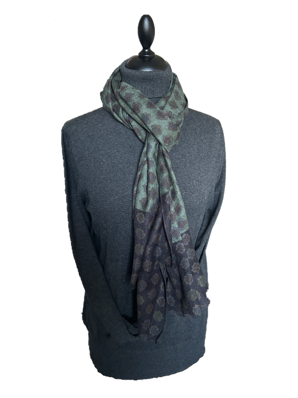 MEREIN HEREN SHAWL 100% WOL MULTICOLOR/GROEN/NAVY 50-190CM