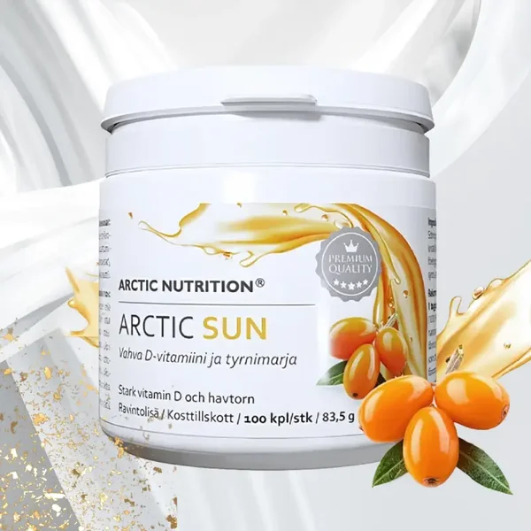 ARCTIC SUN – D3-vitamiinia sisältävä ravintolisä vastustuskyvyn ja luuston tueksi (100 kapselia)