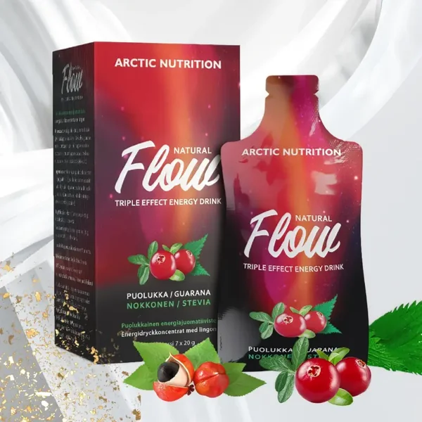 FLOW-PUOLUKKA-ENERGIAJUOMA, 7 x 20 g annospussia