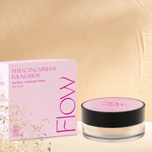 FLOW COSMETICS PERFECTING MINERAL FOUNDATION – Mineraalimeikkipuuteri heleään meikkipohjaan (10 g)
