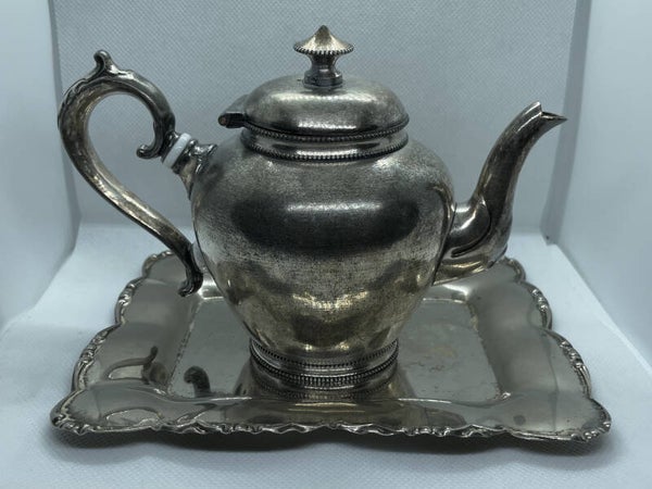 Kleine antieke verzilverde theeset