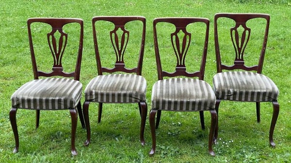 Art deco set 4 antiek stoelen