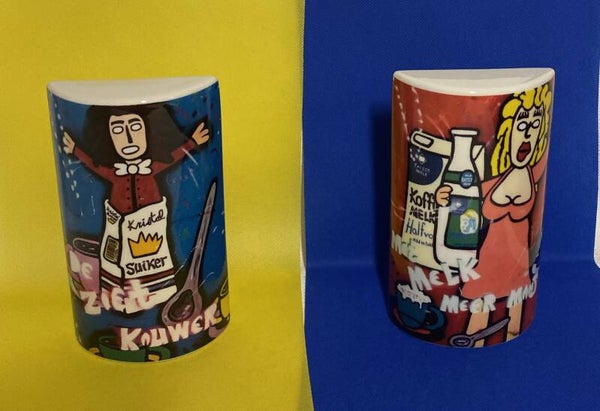 porseleinen suiker/melk houder set door Johan Huijzer