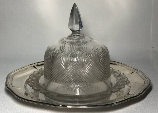 Kristallen kaasstolp op verzilverde dienblad