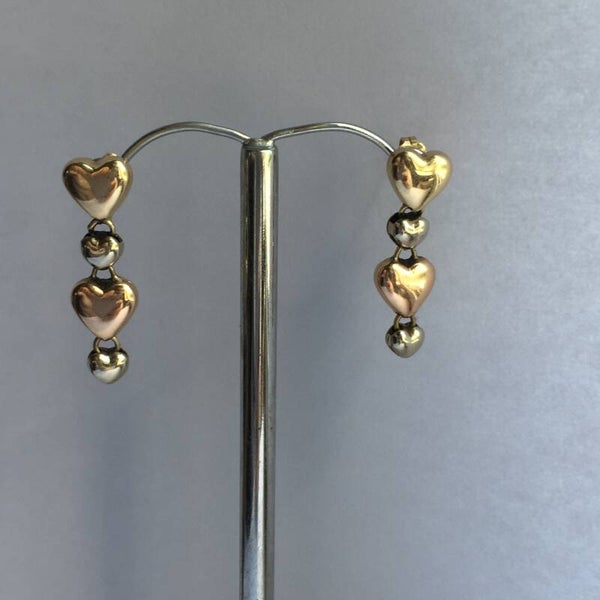 14k italiaanse bicolor hartjes oorbellen