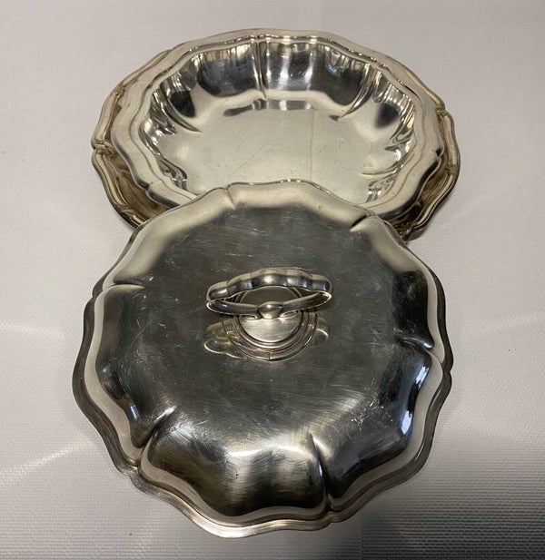 Antieke ronde verzilverde serveerschotel