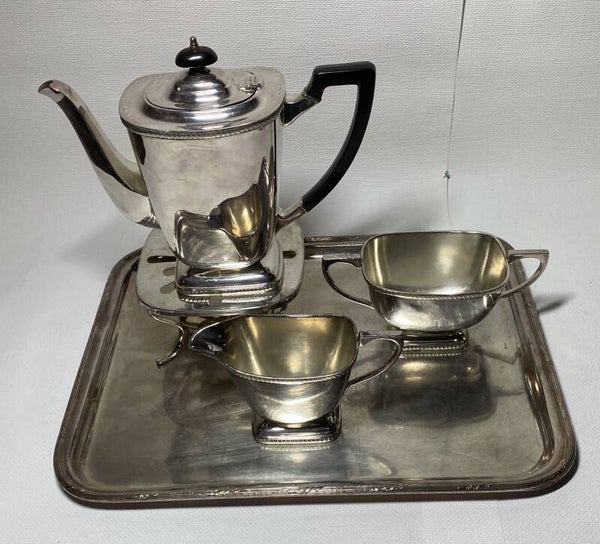 Art Deco verzilverde 5-delig Hecworth koffie/ thee servies
