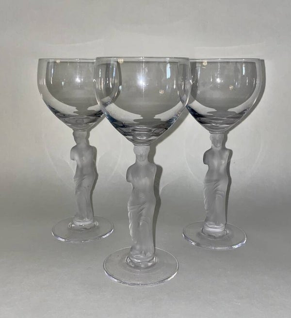 Drie kristallen Art Deco wijnglazen Bayel