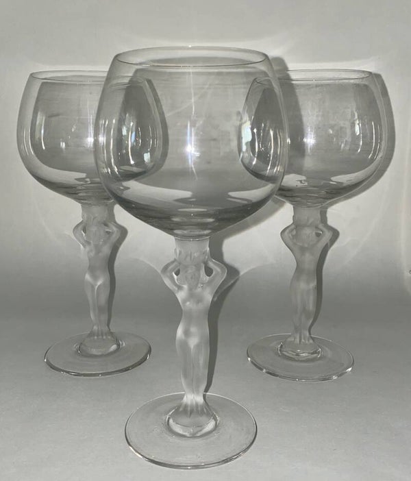 3 Kristallen Bayel wijnglazen in Art Deco stijl