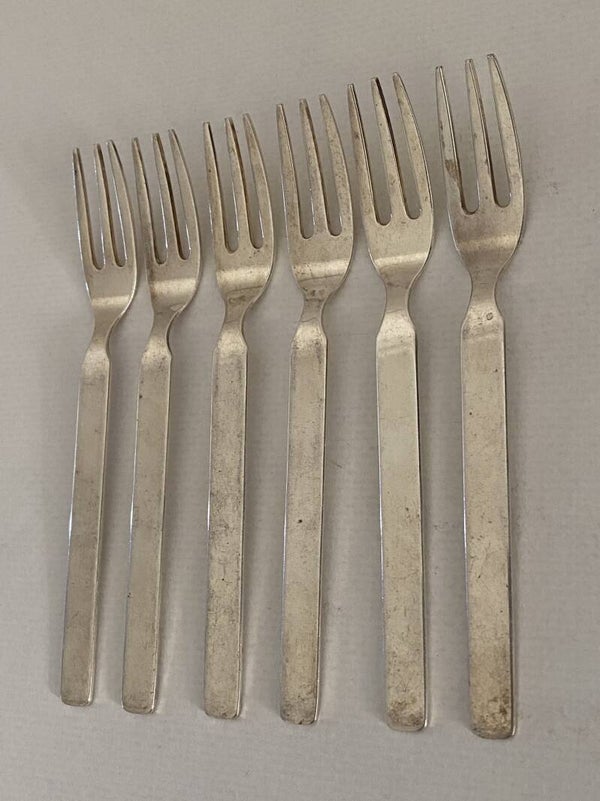 Set van 6 verzilverde Douwe Egberts vorkjes