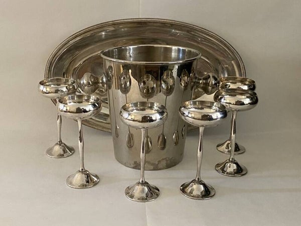 Art Deco verzilverde champagne set