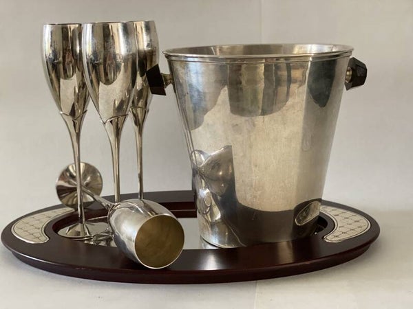 Art Deco verzilverde champagne set