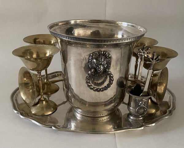 Art Deco verzilverde champagne set