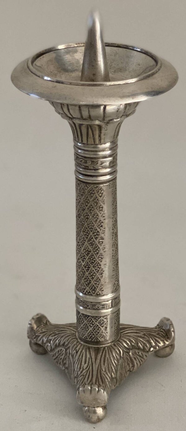 Verzilverde gotische kandelaar